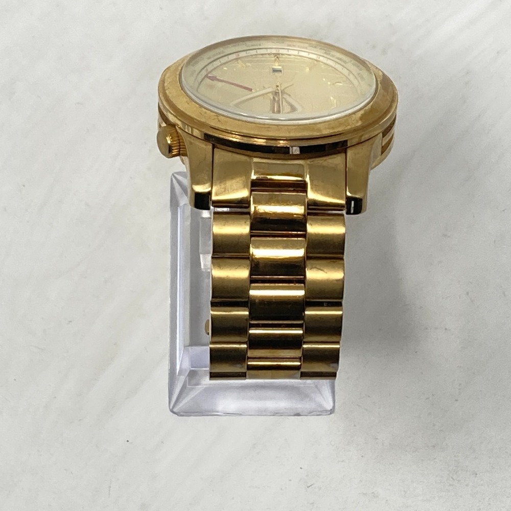 Michael Kors Watch Men 45mm Gold Tone Date World Time MK5960 100M New Battery 7" - Picture 8 of 15